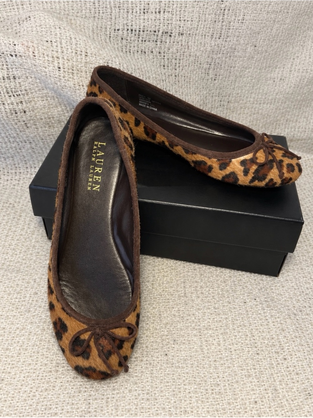 Lauren Ralph Lauren Leopard Ballet Flats - Brown/Black